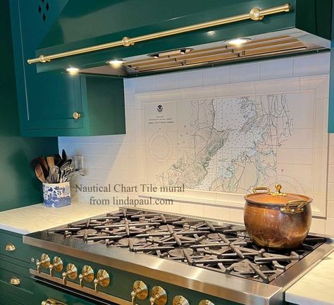 Nautical Cahrt map tile backsplash Nautical Kitchen Backsplash, Coastal Backsplash, Coastal Kitchen Backsplash, Nautical Tiles, Coastal Kitchen Decor, Stove Backsplash, Nautical Map, Coastal Wall Decor, Nautical Chart