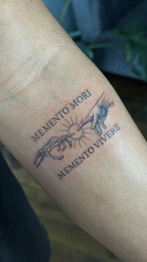 Left Hand Path Tattoo, Greek Arm Tattoos For Men, Vincere Aut Mori Tattoo, Small Mythology Tattoo, Vivamus Moriendum Est Tattoo, Roman God Tattoo, Eudaimonia Tattoo, Momento Mori Memento Vivere Tattoo, Momentum Tattoo