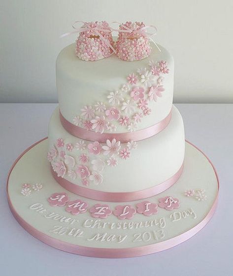 Christening Cake Designs, Baby Christening Cakes, Christening Cake Girls, Dedication Cake, Christening Cupcakes, Pink Baby Shower Cake, Cakes Design, Fondant Cake Designs