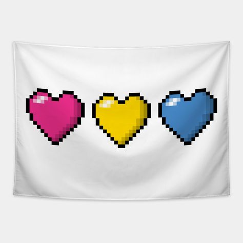 Every gamer knows you need hearts to live. Show the world your pride, and love of gaming, with these three Pansexual pixel hearts. Perfect for celebrating pride events, birthdays, holidays and any other day you choose to rock your pride. -- Choose from our vast selection of tapestries to match with your desired size to make the perfect custom tapestry. Pick your favorite: Movies, TV Shows, Art, and so much more! Available in small, medium, large. Perfect for decorations in apartments, bedrooms, Bisexual Pride Flag, Pride Merchandise, Pixel Heart, Pansexual Pride, Pride Flag, Live Show, Pride Flags, Tapestry Design, Apartments Bedrooms