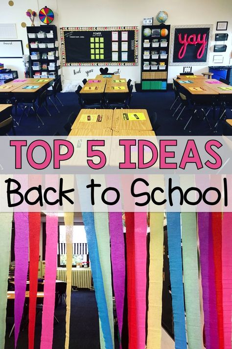 Top five ideas for back to school activities and games to get kids excited about heading back to school! Use this as your first day of school checklist for teachers! Also included in this blog post are first day of school games and first day of school activities. Do you send students mail before they arrive on the first day of school? A back to school countdown to the first day of school is included in this blog post! Links to all activities are included. First Day Of School Welcome Ideas, First Week Of School Ideas Middle School, First Day Of School Games, First Day Of School Checklist, Escape Room Classroom, Back To School Games, Classroom 2023, Ideas For Back To School, School Countdown