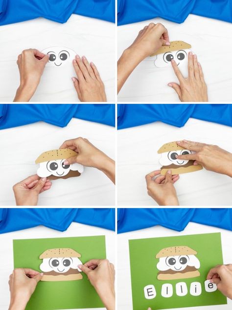 Here's Your Smores Name Template Smores Craft, Preschool Camping, Camping Theme Preschool, Name Template, Camping Theme Classroom, Name Crafts, Craft Kids, Theme Classroom, Daycare Crafts