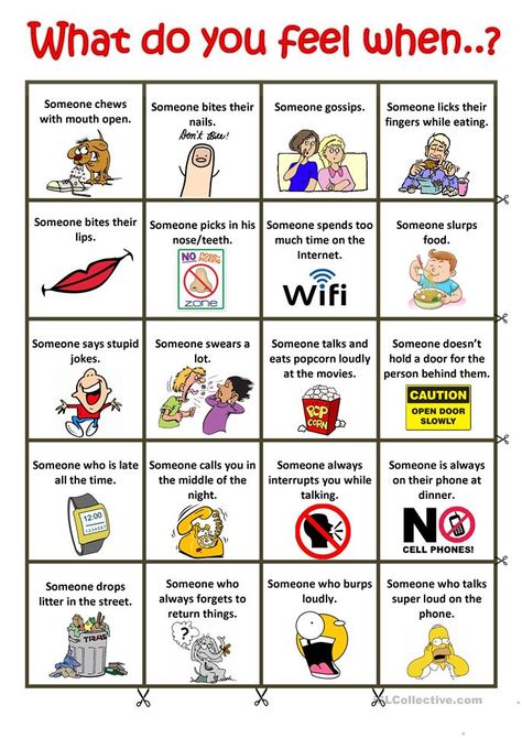 Feelings - Situations - English ESL Worksheets If Then Situations Worksheet, Talking About Feelings, Talk About Feelings, Speaking Activities English, Materi Bahasa Inggris, English Teaching Materials, Teaching English Grammar, Learning English For Kids, What Do You Feel