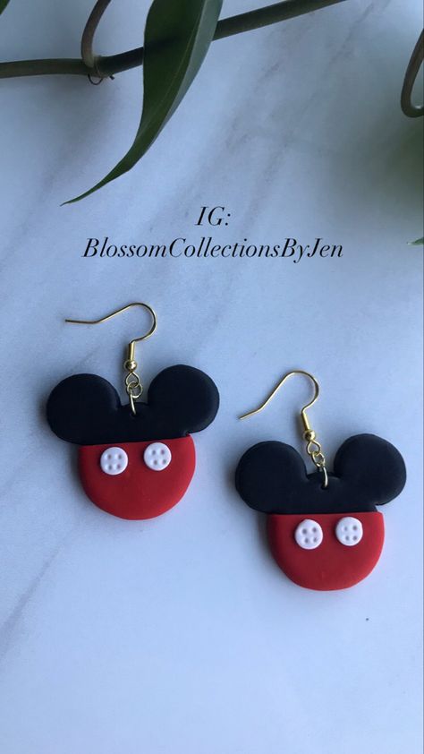 Polymer Clay Mickey Mouse Earrings, Disney Clay Earrings Diy, Diy Disney Earrings, Mickey Clay Earrings, Funky Clay Earrings Diy, Disney Earrings Clay, Disney Inspired Clay Earrings, Disney Earrings Diy, Clay Disney Earrings