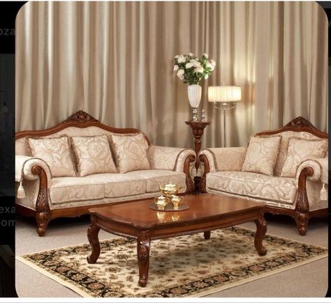 Sofa Design Wood, Furnitur Ruang Keluarga, Luxury Furniture Sofa, Wooden Sofa Set Designs, Style Salon, Wooden Sofa Designs, Wooden Sofa Set, Traditional Sofa, Living Room Sofa Design