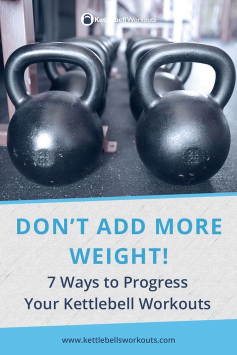 7 Ways to Progress Your Kettlebell Workouts without adding more weight. Is your kettlebell starting to feel a little light? If so there are many ways to progress your kettlebell workouts without adding more weight. Below I have listed 7 ways for you to advance your workouts without the need to buy another kettlebell or risk potential injury. #progress #kettlebell #workouts Workout Pose, Kettlebell Workout Routines, Kettlebell Routines, Kettlebell Snatch, Kettlebell Clean, Best Kettlebell Exercises, Kettlebell Benefits, Kettlebell Challenge, Kettle Bells