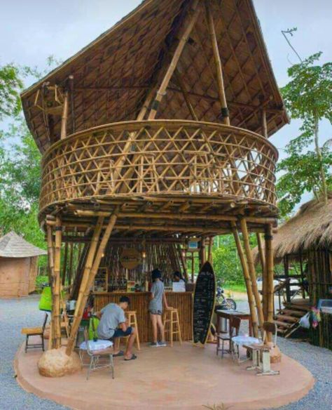 Bamboo Restaurant Ideas, Bamboo Architecture Design, Bamboo Cabin, Bamboo Aesthetic, Bamboo Restaurant, Bamboo Water Fountain, Bamboo Furniture Design, Bamboo Diy, Bamboo Building