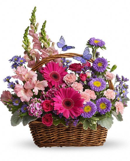 Country Basket Blooms Flowers, Country Basket Blooms Flower Bouquet - Teleflora.com Country Basket, Basket Flower Arrangements, Get Well Flowers, Floral Baskets, Mothers Day Flowers, Same Day Flower Delivery, Gerbera Daisy, Beautiful Flower Arrangements, Flowers Online