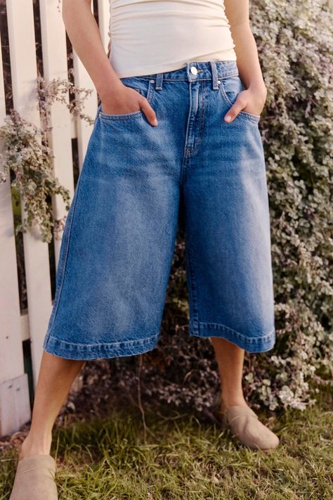 Midi Denim, Baggy Denim, All Jeans, Long Sleeve And Shorts, Blouse Jeans, Denim Skirts, Shorts Denim, Festival Looks, Short Jeans