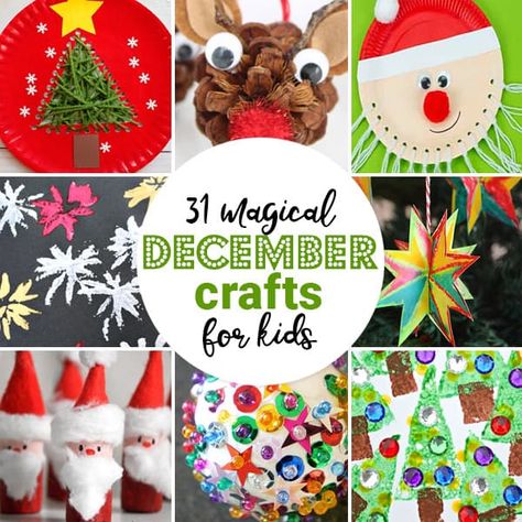 Get ready for a fun, crafty, and beautifully decorated Christmas with all these magical December Crafts for Kids. These are great for kids of all ages! December Crafts For Kids, Kwanzaa Crafts, Thumbprint Crafts, Kindergarten Christmas Crafts, New Year's Eve Crafts, Handprint Christmas Tree, Preschool Play, Handprint Christmas, Kids Craft Room