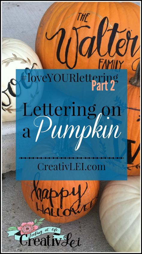 Lettering on a Pumpkin Writing On Pumpkins With Sharpie, Pumpkin Lettering, Fall Lettering, Pumpkin Writing, Calligraphy Pumpkin, Write On Wood, Pumkin Decoration, Pumpkin Sketch, Craft Pumpkins