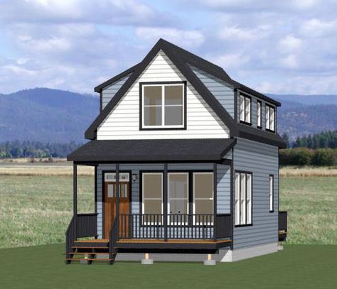 16X30 HOUSE -- 2 Bedroom  -- PDF Floor Plan -- 878 sq ft -- Model 8Q - $29.99. This is a PDF Plan and will be emailed only. The item will be marked as "Shipped" when it has been sent to your email. 16X30H8Q 2-Bedroom 1.5-Bath home with microwave over range & apartment sized fridge. Sq. Ft: 878 (453 1st, 425 2nd) Building size: 16'-0" wide, 51'-0" deep (including porch) Roof pitch: 14/12 Ridge height: 25' Wall height: 9' 1st, 9' 2nd Foundation: CMU Blocks Lap siding Estimated cost to frame (items Tiny Farmhouse, Dining Booth, Farmhouse Cabin, House Plan With Loft, Garage Apartment Plans, Cabin House Plans, Farmhouse House, Small Cottage, Garage Plans