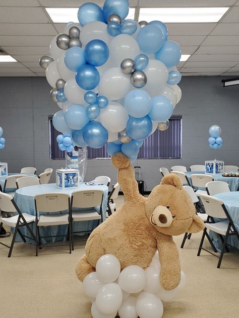 Bear With Balloons Centerpiece, Floating Teddy Bear Centerpiece, Bear Centerpieces, Bear Centerpiece, Teddy Bear With Balloons, Teddy Bear Centerpieces, Balloon Baby Shower Centerpieces, Perlengkapan Bayi Diy, Popular Baby Shower Themes