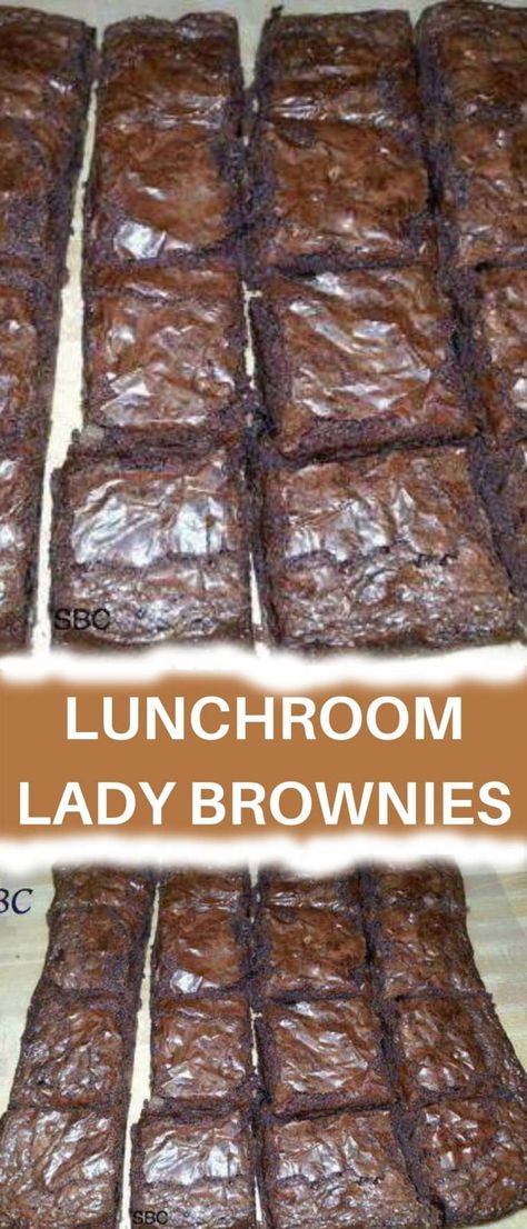 Lunchroom Ladies Brownies, Lunch Lady Brownies, Dessert From Scratch, Recipe For 1, Brownies Recipe Homemade, Ancient Recipes, Cocoa Recipes, Lunch Lady, Homemade Brownies