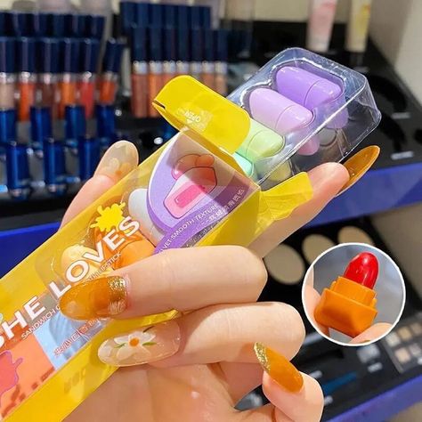 SHE LOVES Chewing Gum Mini Lipstick 💄✨ Meet the SHE LOVES Chewing Gum Mini Lipstick Set - your go-to for a perfect pout on the go! This set of 8 waterproof, long-lasting, and non-stick lipsticks is everything you need to add a pop of color to your look. With a foggy surface and durable formula, these mini lipsticks are perfect for any occasion, from office meetings to summer parties. 💋✨ 💧 Waterproof and Non-Stick: Enjoy kiss-proof and smudge-free lips all day! 🌈 Color-Changing Lip Gloss: Su... Delicate Makeup, Mini Lipstick, Lipstick Set, Chewing Gum, Velvet Matte, Beautiful Lips, Summer Parties, Shelf Life, Makeup Lipstick