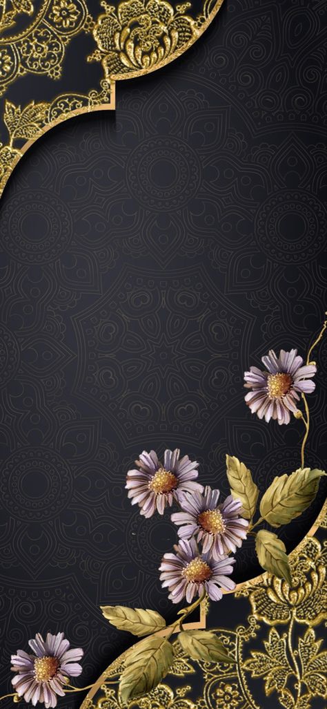 #wallpapers #wallpaper #background #homescreen #lockscreen #mobile #mobilewallpaer #phone #iphone #samsung #ios #ios14 #ios15 #ios16 #pinterest #black #gold #blackandgold #aesthetic #flowers Batik Aesthetic, Wallpaper Batik, Black And Gold Wallpaper, Background Homescreen, Floral Walls, Frame Wallpaper, Background Tile, Red Roses Wallpaper, Photo Frame Wallpaper