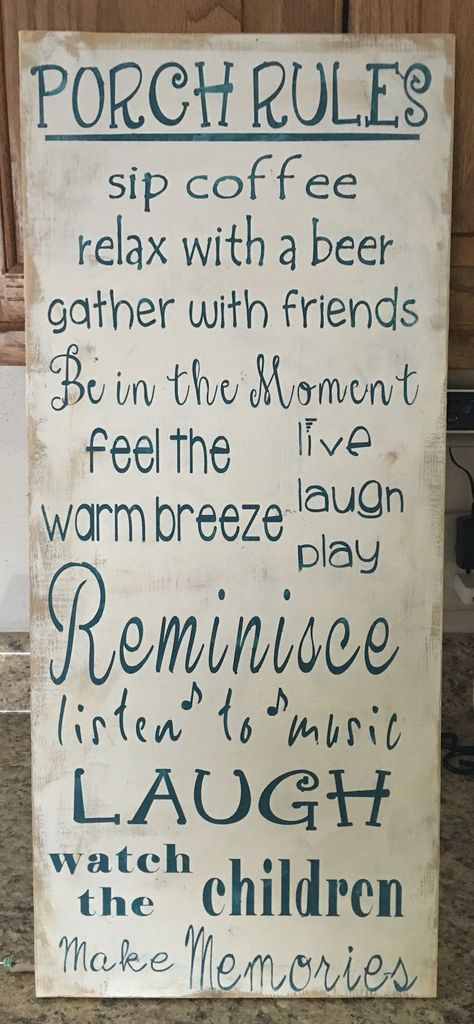 Porch rules sign Porch Rules Sign, Patio Signs, Farmhouse Porch, House With Porch, Pallet Signs, Diy Signs, Porch Patio, Porch Signs, Back Porch