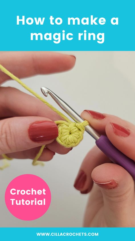 Learn how to make a magic ring to start off your amigurumi projects in this very simple to follow crochet tutorial for beginners. Magic Ring Crochet Tutorial, Magic Circle Crochet Tutorial, Circle Crochet Tutorial, Magic Loop Crochet, Crochet Tutorial For Beginners, Magic Circle Crochet, The Magic Circle, Amigurumi Projects, Magic Ring Crochet