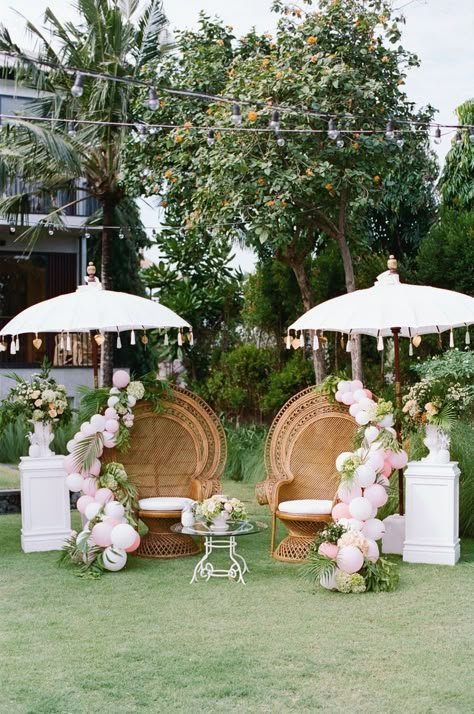 It's all about the little details...  love the cute little hanging hearts on the ends of the umbrellas! Photo Credit: Feather & Stone | Event Planner: Call Me Madame | Florist: Bloomz Bamboo Arbor, Booth Wedding, Ocean Wedding, Umbrella Wedding, Garden Umbrella, Garden Parasols, Luxury Garden, Bali Wedding, Garden Party Wedding