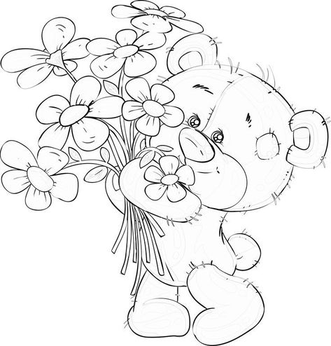 Precious Moments Coloring Pages, Crazy Tattoos, Tole Painting Patterns, Easy Love Drawings, Bear Coloring Pages, Hello Kitty Coloring, Watercolor Projects, Minimalist Tattoos, Cartoon Coloring Pages