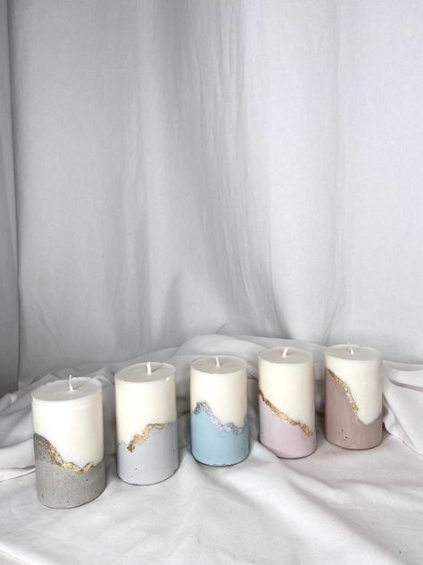 soy candles, decorative candles, concrete, handmade soy wax, handmade candles, candle making business, shop etsy, small business, home decor, modern, minimalist, clean Funky Retro Bedroom, Berry Avenue Codes Clothes, Concrete Candles, Creation Bougie, Cement Candle, Minimalist Candles, Diy Candles Scented, Handmade Concrete, Elegant Candles