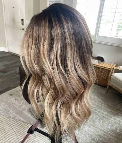 Blonde Hair With Different Color Highlights, Burnett Hair With Highlights For Fall, Fall Brunette Highlights, Grown Out Ombre, Partial Balayage Vs Full Balayage, Warm Dimensional Blonde, Brunette With Blonde Balayage, Lived In Blonde Balayage Dark Roots, Root Melt Brunette To Blonde