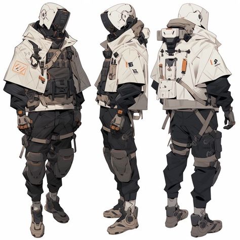 Cyberpunk Police Concept Art, Cool Cyberpunk Outfits, Cyberpunk Outfit Reference, Techcore Clothes, Cyberpunk Dystopia Outfit, Time Travel Aesthetic Outfits, Techwear Reference, Cyberpunk Design Character Concept, Jacket Concept Art