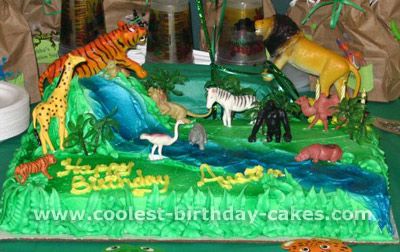 Jungle Cake Ideas, Adoption Cake, Safari Party Ideas, Safari Birthday Cake, Safari Kids Party, Zoo Cake, Birthday Cake Inspiration, Jungle Safari Birthday, Shark Themed Birthday Party