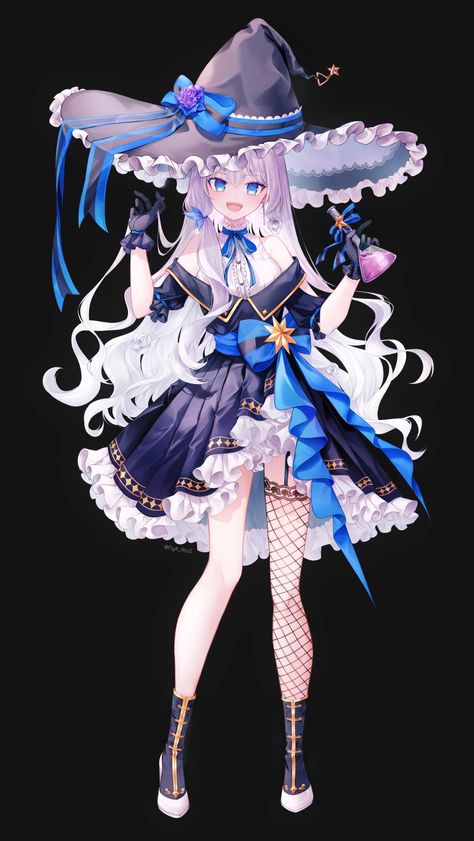 Vtuber Ideas, Naruto Clothing, Anime Witch, Witch Design, Anime Monsters, Witch Outfit, Cute Games, Witch Aesthetic, Cute Art Styles