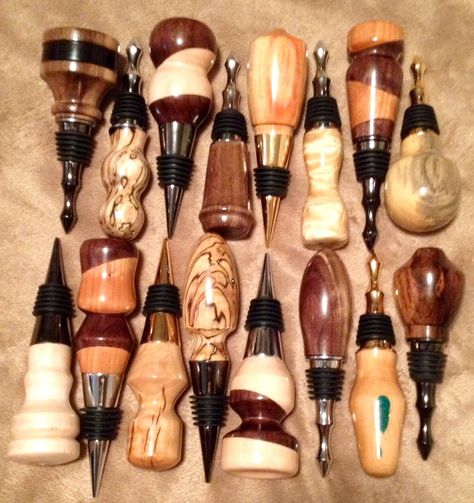 Bottle Stopper,  Handcrafted wine bottle stopper, by Tim F. Bottle Stoppers Ideas, Bottle Stopper Display, Wood Turned Toothpick Holder, Wood Turning Bottle Stoppers, Wood Bottle Stoppers, Bottle Stopper, Wood Turned Bottle Stoppers, Wood Wine Stopper, Wood Pencil Holder