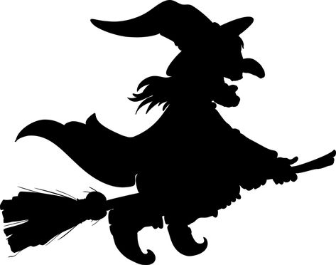 Witch On A Broom, Imprimibles Halloween, Witch Silhouette, Spooky Svg, Happy Halloween Witches, Halloween Witch Decorations, Witch Svg, Halloween 3, Silhouette Template