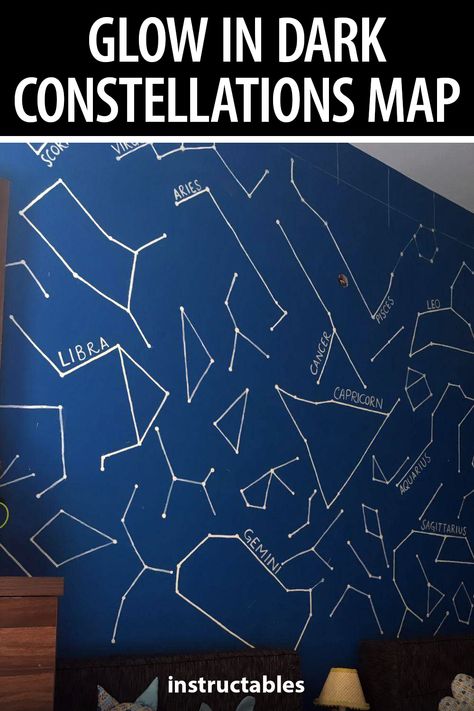 Constellations Map, Pisces And Leo, Glow In The Dark Paint, Luminous Paint, Sky Map, Aries And Libra, College Life Hacks, Dark Paint, Constellation Map