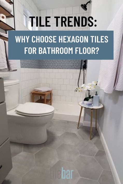 Bathroom Honeycomb Tile Floor, Large Hex Tile Bathroom Floor, Slate Hexagon Tile Bathroom, Grey Octagon Tile Bathroom, Master Bath Hexagon Floor, Bathroom Dark Hexagon Tile Floor, Hexagon Porcelain Tile Bathroom Floor, Octagonal Bathroom Floor Tile, Taupe Hexagon Tile Bathroom