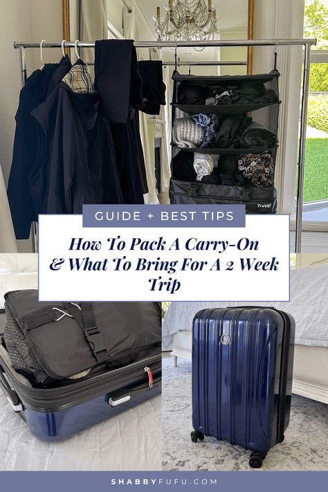 Best Tips! How To Pack A Carry-On & What To Bring For A 2 Week Trip Pack Carry On For 2 Weeks, One Suitcase, Small Luggage, How To Roll, Comfy Travel, Carry On Packing, Carry On Suitcase, Packing List For Travel, Packing Tips For Travel