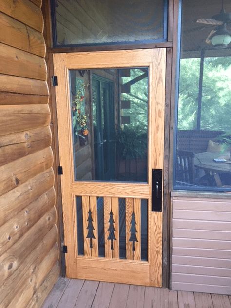 Screen Door Design, Screen Door Ideas, Custom Screen Doors, French Doors Bedroom, Rustic Winter Decor, Wood Screen Door, Wooden Screen Door, Diy Screen Door, Cabin Porch