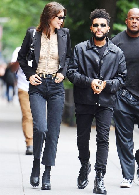 Taller Girlfriend Couples, The Weeknd Outfits, Bella Hadid Birthday, Bella Hadid And The Weeknd, Abel And Bella, Taller Girlfriend, Fall Boot Trend, Birthday Look, Couple Fashion