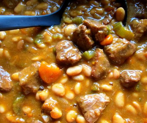 Beef Stew with Pinto Beans - Booyah Buffet Booyah Recipe, Rice And Beef, Thicken Stew, Beef Stew Healthy, Pinto Bean Soup, Pinto Bean Recipes, Pinto Bean, Easy Beef Stew, Bean Stew