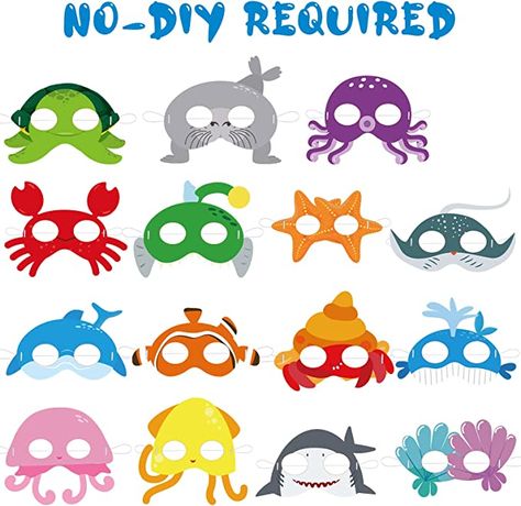 HyDren 30 Pcs Sea Creature Party Favors Ocean Animals Felt Masks for Under The Party, Theme Kids Birthday Decoration Halloween Costumes Dress-up Supplies, 20 x 13 cm/ 7.87 5.12 inches Sea Creature Party, Sea Party Favors, Kids Birthday Decoration, Animal Masks For Kids, Sea Costume, Aquatic Animal, Birthday Party Halloween, Party Favors For Kids, Ocean Theme Party