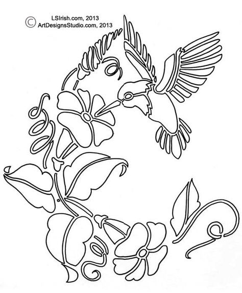 free hummingbird pattern by Lora Irish Free Wood Burning Patterns Printables, Bois Intarsia, Tre Kunst, Beginner Wood Burning, Intarsia Wood Patterns, Woodworking Plans Patterns, Bird Coloring, Wood Burning Stencils, Pyrography Patterns