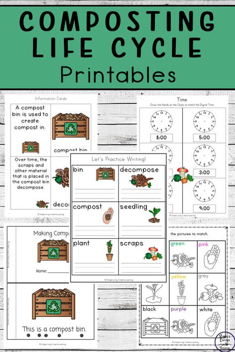 This fun 130+ page Composting Life Cycle Printable Pack is a great way to teach young children in preschool, kindergarten and pre-k about composting. Worm Life Cycle Preschool, Compost Activities For Preschool, Composting For Kids Activities, Compost Activities For Kids, April Preschool, Science Homeschool, Farm Lessons, Kids Activities At Home, Preschool Play