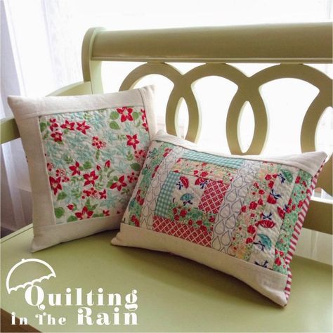 Hi All! This is Jera from www.QuiltingintheRain.com bringing you a creative weekend project. This pillow uses a modern Quilt as you Go technique which will be featured in my upcoming book, Quilt-As… Moda Bake Shop, Creative Pillows, Pillow Tutorial, Patchwork Cushion, Quilt As You Go, Pretty Pillow, Patchwork Pillow, Sewing Pillows, Bake Shop