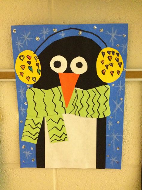 1st Grade Crafts, Grade 1 Art, January Art, Winter Art Lesson, First Grade Art, Christmas Art Projects, Kindergarten Art Projects, Art Projects For Teens, Winter Art Projects