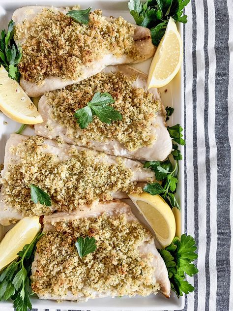 Panko-crusted Whitefish is a 20-minute dinner recipe great for weeknights! All you need is Whitefish filets and a few simple ingredients. Baked Whitefish Recipe, Baked Whitefish, Whitefish Recipes, Fish Filet Recipes, White Fish Recipes Baked, Baked Grouper, Baked White Fish, Fish With Vegetables, Parmesan Crusted Fish