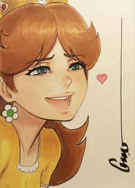 Daisy Drawing Mario, Omardogan1976 Daisy, Mario And Daisy, Mario Kart Fanart, Princess Daisy And Luigi, Princess Daisy Pfp, Omardogan Art, Princess Daisy Fanart, Daisy Nintendo