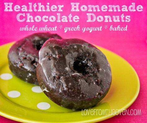 Chocolate Donuts Made With Whole Wheat And Greek Yogurt Chocolate Pumpkin Bread, Love From The Oven, Doughnut Recipe, Delicious Donuts, Chocolate Donuts, Baked Donuts, Pumpkin Chocolate, Donut Recipes, Healthy Homemade