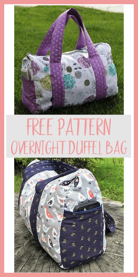 Overnight Duffel Bag - Free Pattern - Nana's Favorites Bag Sewing Pattern, Diy Sac, Beginner Sewing Projects Easy, Bag Sewing, Leftover Fabric, Patchwork Bags, Sewing Projects For Beginners, Easy Sewing Projects, Sewing For Beginners