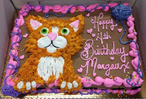 Cat Cake Cat Sheet Cake, Cake Cat, Cookie Cake Designs, Birthday Cake For Cat, Cat Themed Birthday Party, Birthday Sheet Cakes, Cake Drawing, Kid Cupcakes, Cookie Cake Birthday