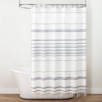 Lakehouse Design, Stripe Shower Curtain, Bathroom Waste Basket, Bathroom Tumbler, Hearth & Hand With Magnolia, Christmas Shower, Christmas Shower Curtains, Boho Shower Curtain, Striped Shower Curtains