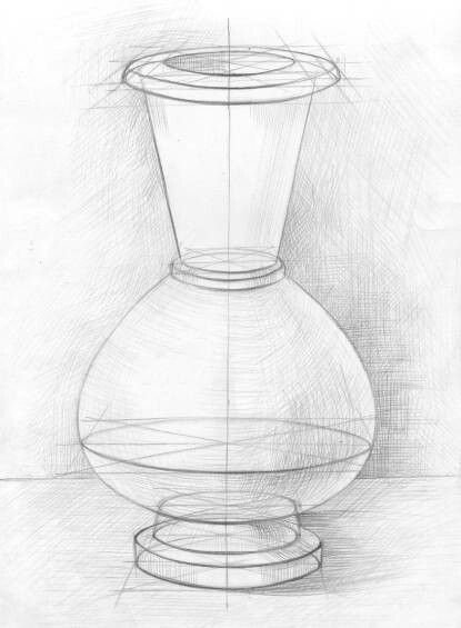 Old Vases, Geometric Vases, Object Drawing, Geometric Drawing, Basic Drawing, Still Life Drawing, Calla Lilies, Pencil Art Drawings, Drawing Lessons