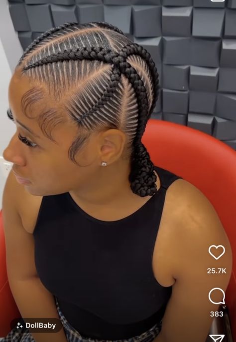 Four Braids Cornrow Criss Cross, Criss Cross Braids Black Women, Cross Over Cornrows Braids, Canrows Going Back, Corn Rolls With Knotless Braids, 4 Cross Stitch Braids, 4 Feedin Braids Style, Braids To The Back Hairstyles, Crisscross Stitch Braids